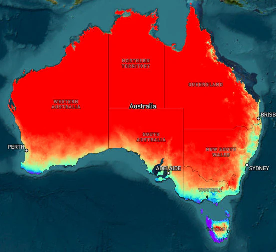 Climate risk layer displayed across Australia